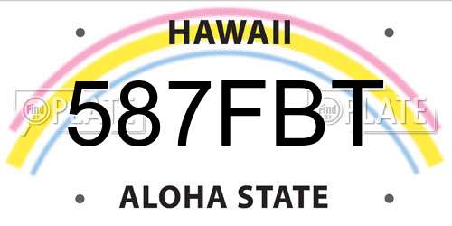 587FBT Hawaii License Plate