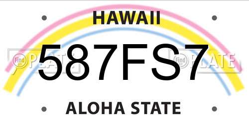 587FS7 Hawaii License Plate