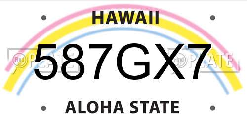 587GX7 Hawaii License Plate
