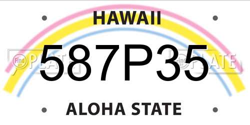 587P35 Hawaii License Plate