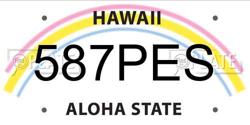 587PES Hawaii License Plate