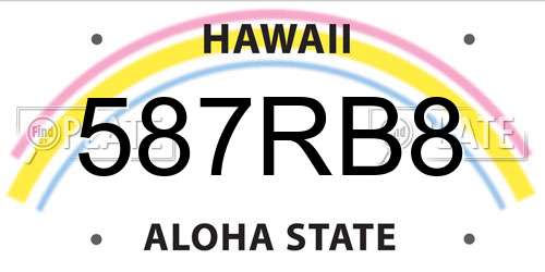 587RB8 Hawaii License Plate