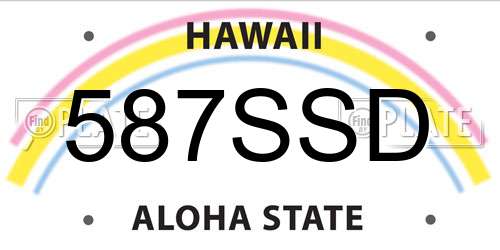 587SSD Hawaii License Plate
