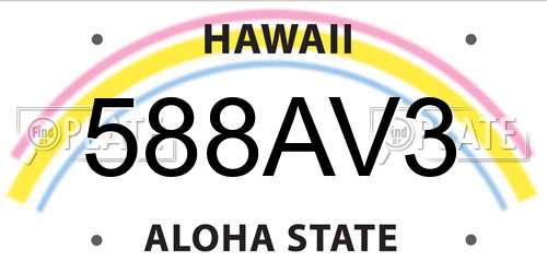 588AV3 Hawaii License Plate