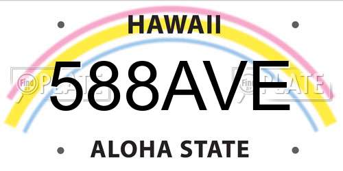 588AVE Hawaii License Plate