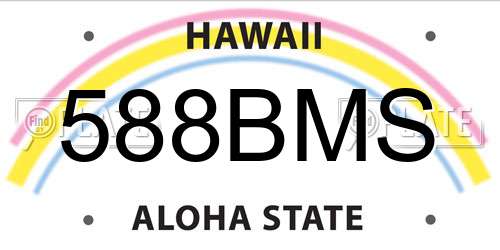 588BMS Hawaii License Plate