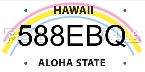 588EBQ Hawaii License Plate
