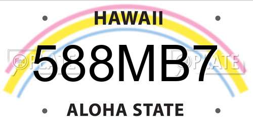 588MB7 Hawaii License Plate