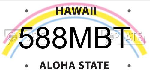 588MBT Hawaii License Plate