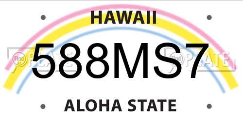 588MS7 Hawaii License Plate