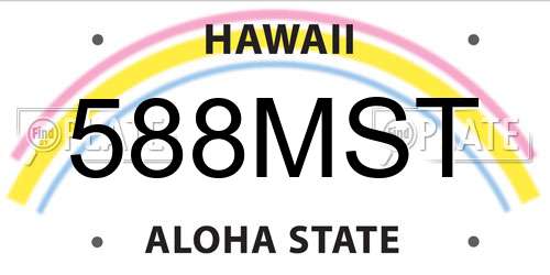 588MST Hawaii License Plate
