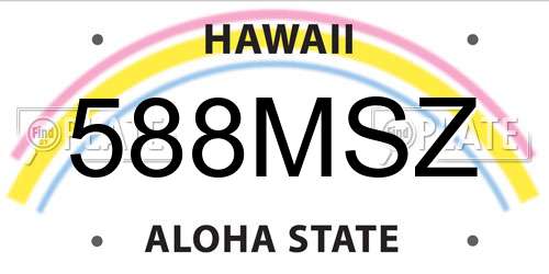 588MSZ Hawaii License Plate
