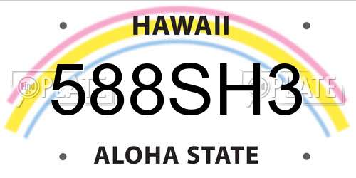 588SH3 Hawaii License Plate
