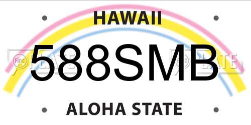 588SMB Hawaii License Plate