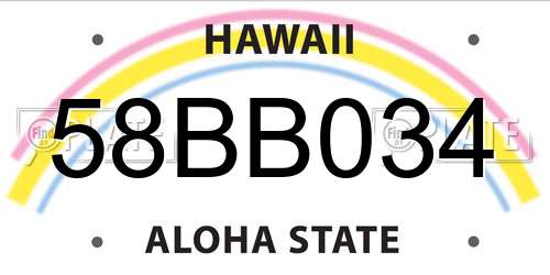 58BB034 Hawaii License Plate
