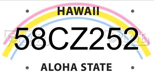 58CZ252 Hawaii License Plate