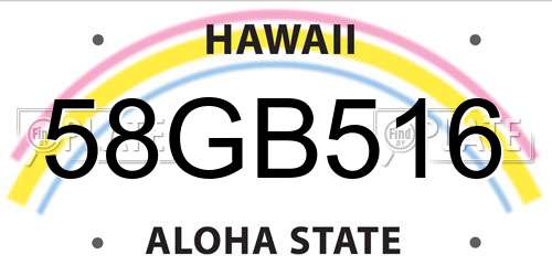 58GB516 Hawaii License Plate