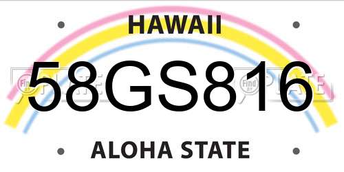 58GS816 Hawaii License Plate