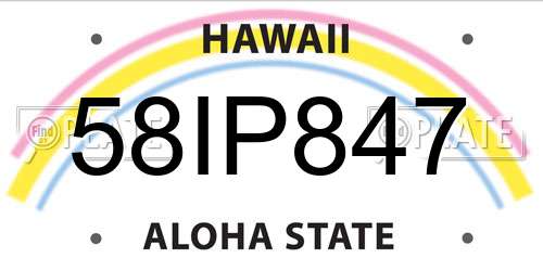 58IP847 Hawaii License Plate