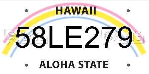 58LE279 Hawaii License Plate