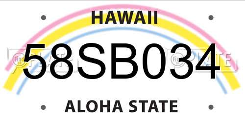 58SB034 Hawaii License Plate