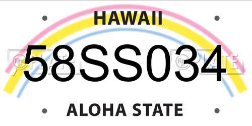 58SS034 Hawaii License Plate