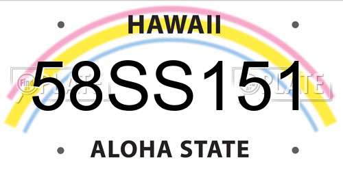 58SS151 Hawaii License Plate