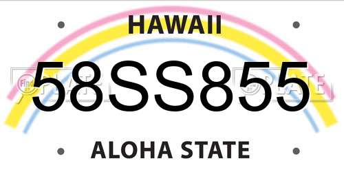 58SS855 Hawaii License Plate
