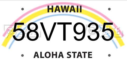 58VT935 Hawaii License Plate