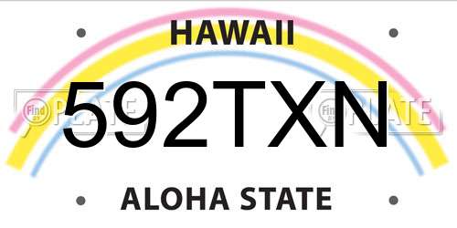 592TXN Hawaii License Plate