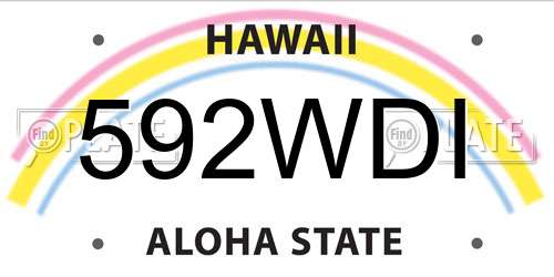 592WDI Hawaii License Plate