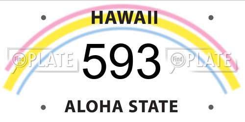 593 Hawaii License Plate