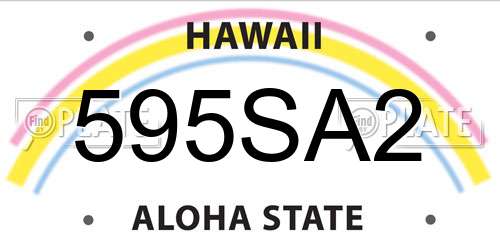 595SA2 Hawaii License Plate