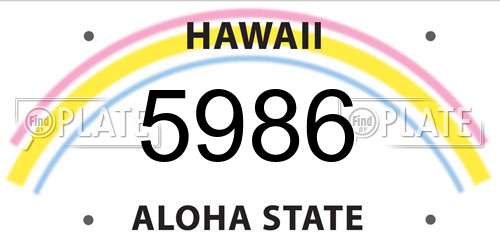 5986 Hawaii License Plate
