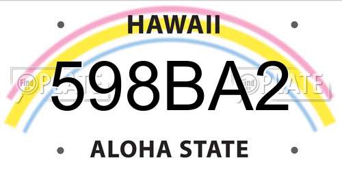 598BA2 Hawaii License Plate
