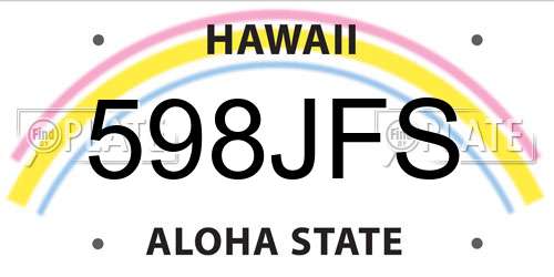 598JFS Hawaii License Plate