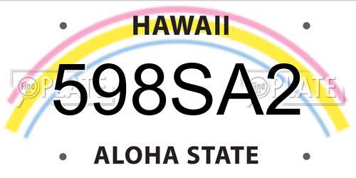 598SA2 Hawaii License Plate