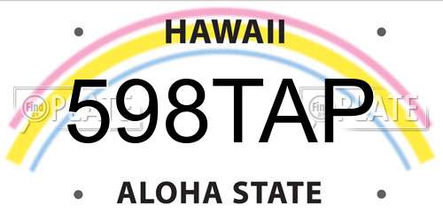 598TAP Hawaii License Plate