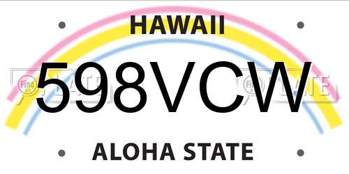 598VCW Hawaii License Plate