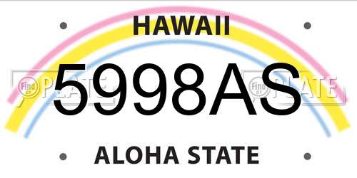 5998AS Hawaii License Plate