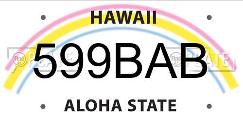 599BAB Hawaii License Plate