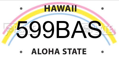 599BAS Hawaii License Plate