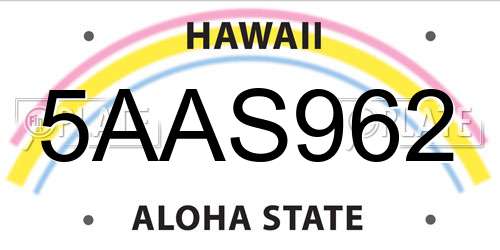 5AAS962 Hawaii License Plate