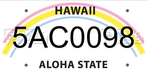 5AC0098 Hawaii License Plate