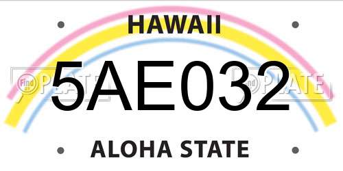 5AE032 Hawaii License Plate