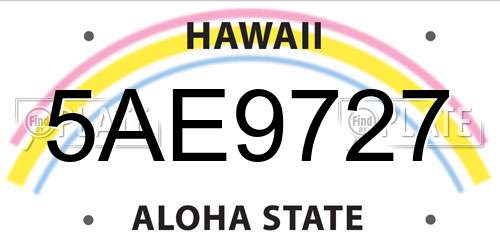 5AE9727 Hawaii License Plate