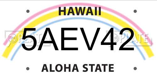 5AEV42 Hawaii License Plate