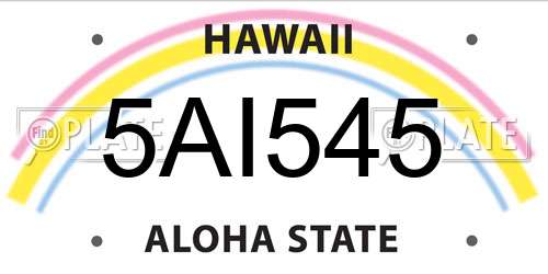 5AI545 Hawaii License Plate