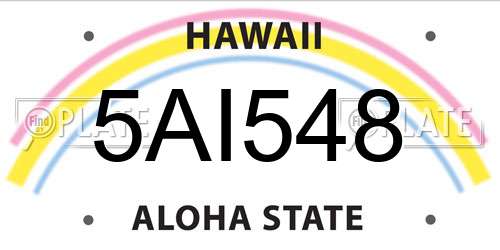 5AI548 Hawaii License Plate