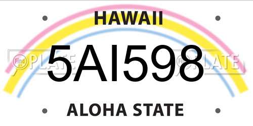 5AI598 Hawaii License Plate